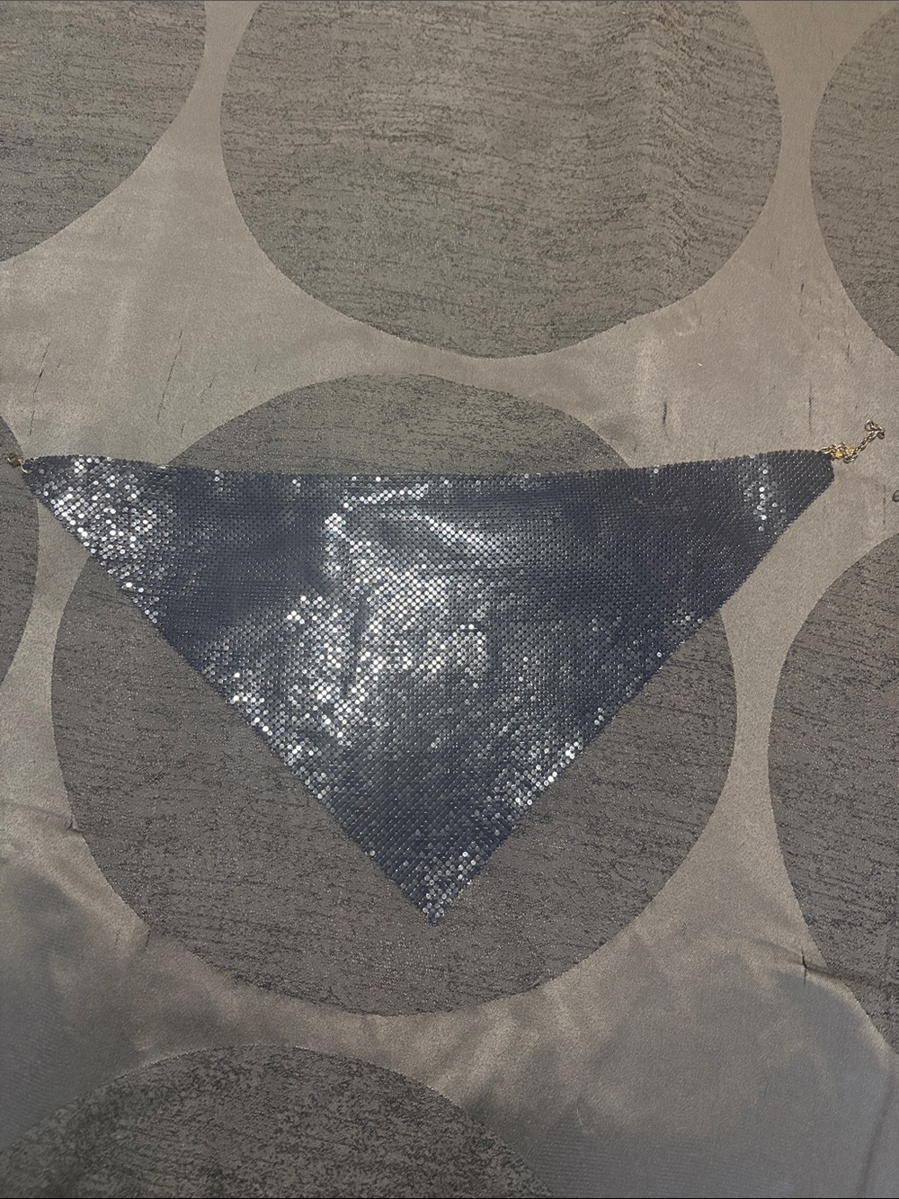 Whiting & Davis Metallic Gunmetal Bandana Mesh Necklace